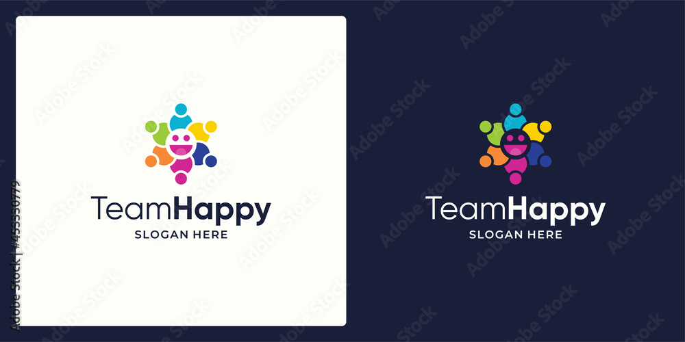 Social Network Team logo design template with smile and colorful style design graphic vector illustration. Symbol, icon, creative.
