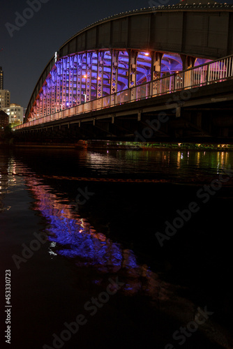 ライトアップされた橋・桜宮橋、通称銀橋 日本の橋