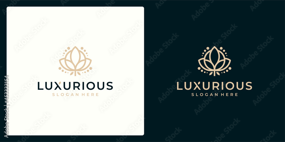 Luxury logo design concept, Flower lotus logo, Beauty or spa logo template