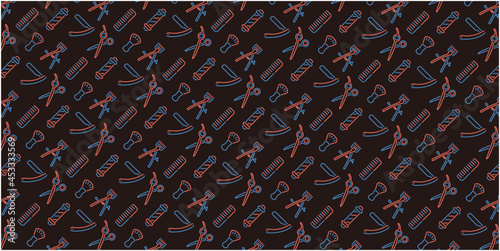 Barber icon pattern background for wallpaper or wrapping (Black version)