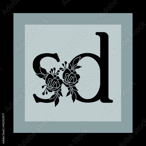 SD.S D floral letter logo design.monogram letter logo,floralletter design,vintage logo,floral alphabet,floral alphabet letter, photo