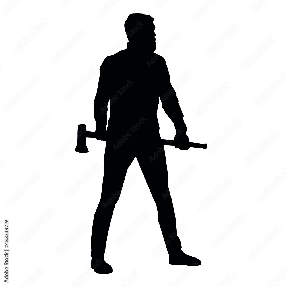  Silhouette Of Lumberjack With Ax