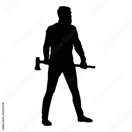  Silhouette Of Lumberjack With Ax