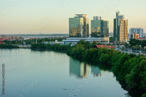 Jansen Lagoon in the city of Sao Luis, Maranhao, Brazil. reflections on water surface © Caio