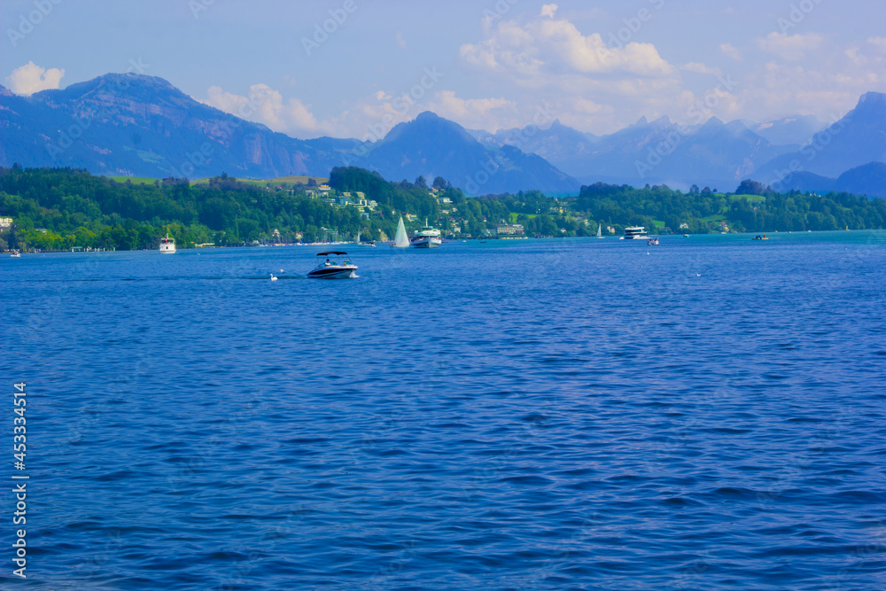 beautiful scene in lake luzern , switzerland