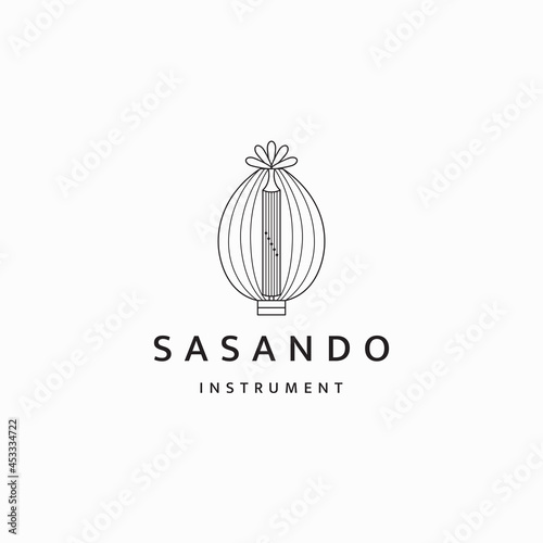 Sasando Indonesia traditional musical instrument logo icon design template flat vector