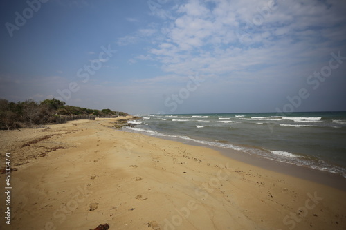 deserted beach and sea  southern Italy  Apulia travel