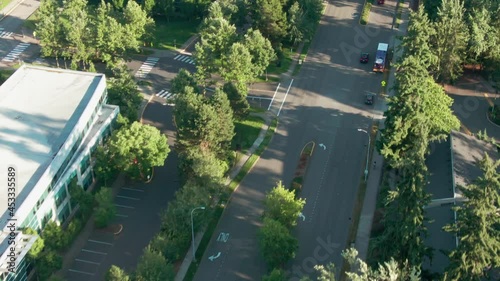 Aerial: Microsoft Campus in Redmond, Seattle, Washington, USA photo