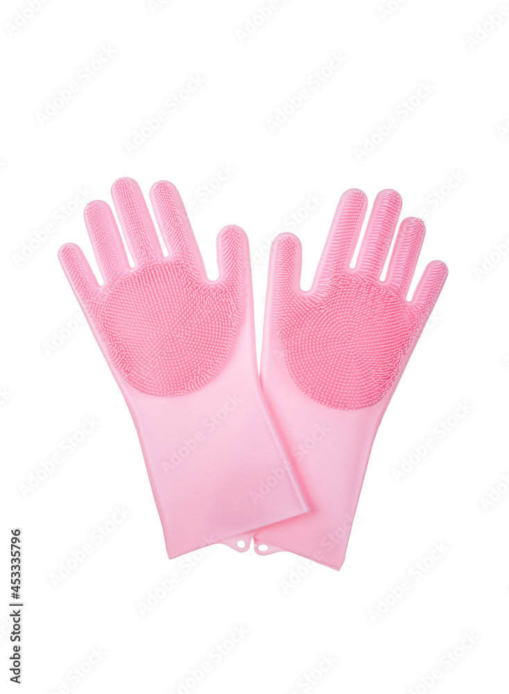 Pair of rubber cleaning gloves isolated on white background Pair of rubber cleaning gloves isolated on white background