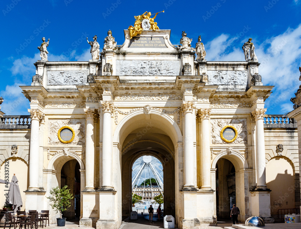 The Arc Héré or Porte Héré is a triumphal arch located in the city of Nancy, France, on the north side of the Place Stanislas in Nancy, France, Europe