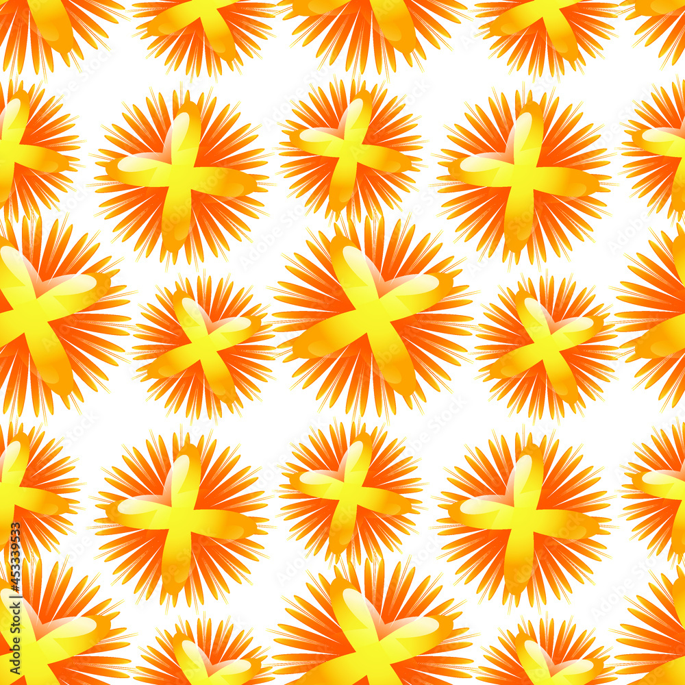 Yellow Sun Flower Abstract Pattern Expressionism Digital Illustration. Vector Design Seamless Modern Texture. Yellow Sun Flower Abstract Pattern Expressionism Digital Illustration. Vector Design Seamless Modern Texture.