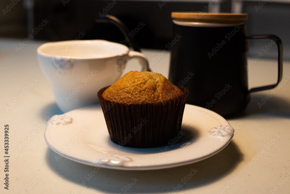close up fresh cake from oven , Banana cupcake close up fresh cake from oven , Banana cupcake