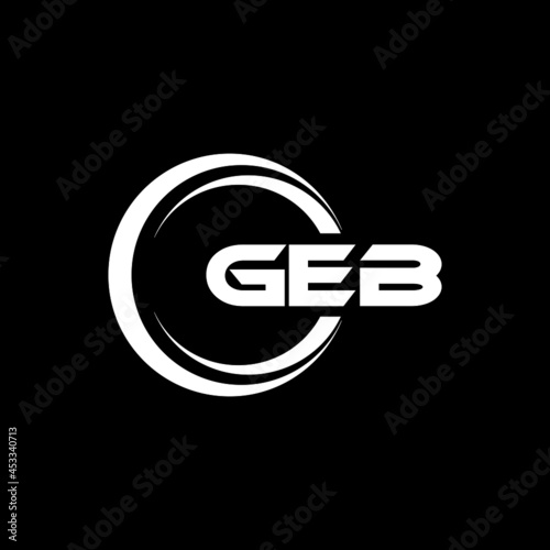 GEB letter logo design with black background in illustrator, vector logo modern alphabet font overlap style. calligraphy designs for logo, Poster, Invitation, etc.