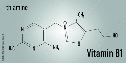 Vitamin B1 (thiamine) molecule. Skeletal formula.	