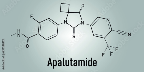 Skeletal formula of Apalutamide prostate cancer drug molecule. 