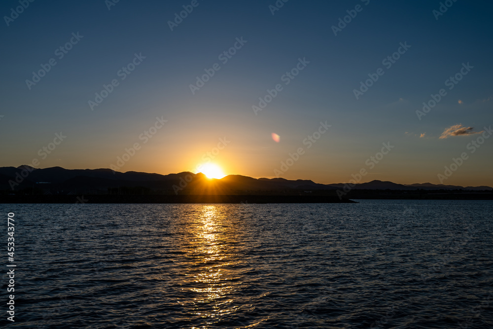 sunset over the lake