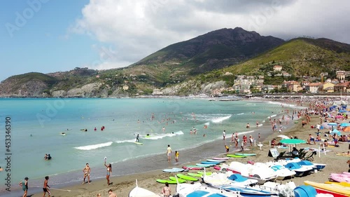 Europe, Italy, Liguria, Levanto is a sea village included in Cinque Terre National park famous for the summer holidays and the surfers who come from all over the world -  photo