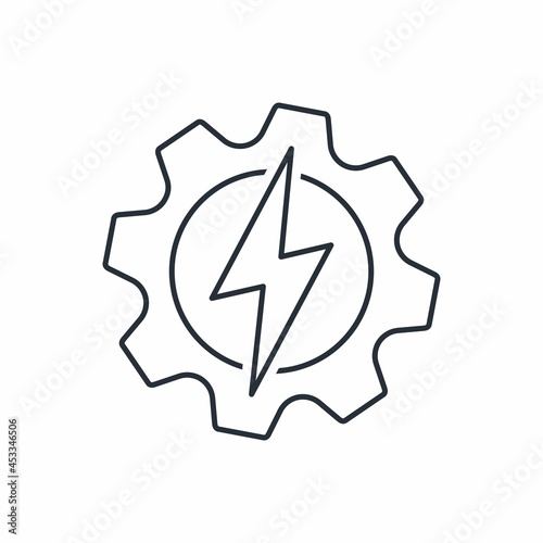 Electric gear drive. Vector linear icon isolated on white background.