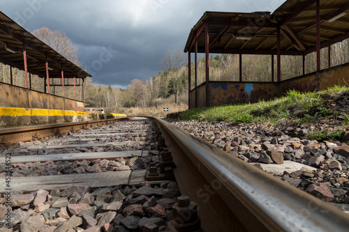 Fototapeta Naklejka Na Ścianę i Meble -  Górska stacja kolejowa w Sudetach