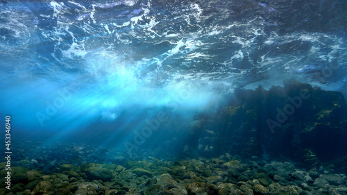 Fotografie, Obraz underwater scene with rays of light