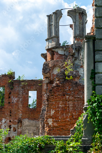 Ruined castle of Tereshchenko inside view of ruined tower, Zhytomyr