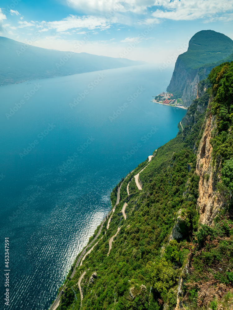 Garda lake with a view to the south with a view to Campione