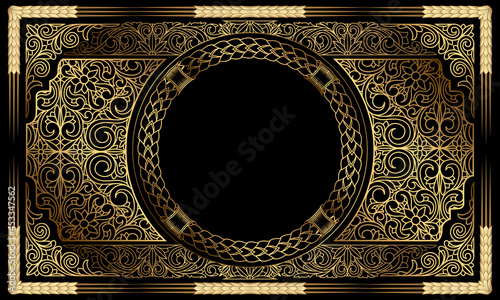Golden ornate decorative retro design card