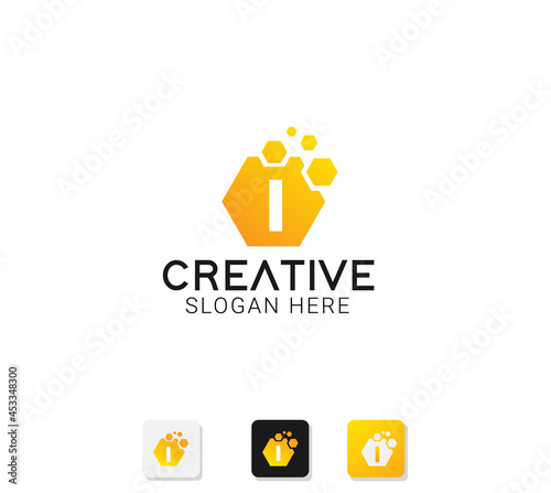 Modern abstract logo with initials letter i