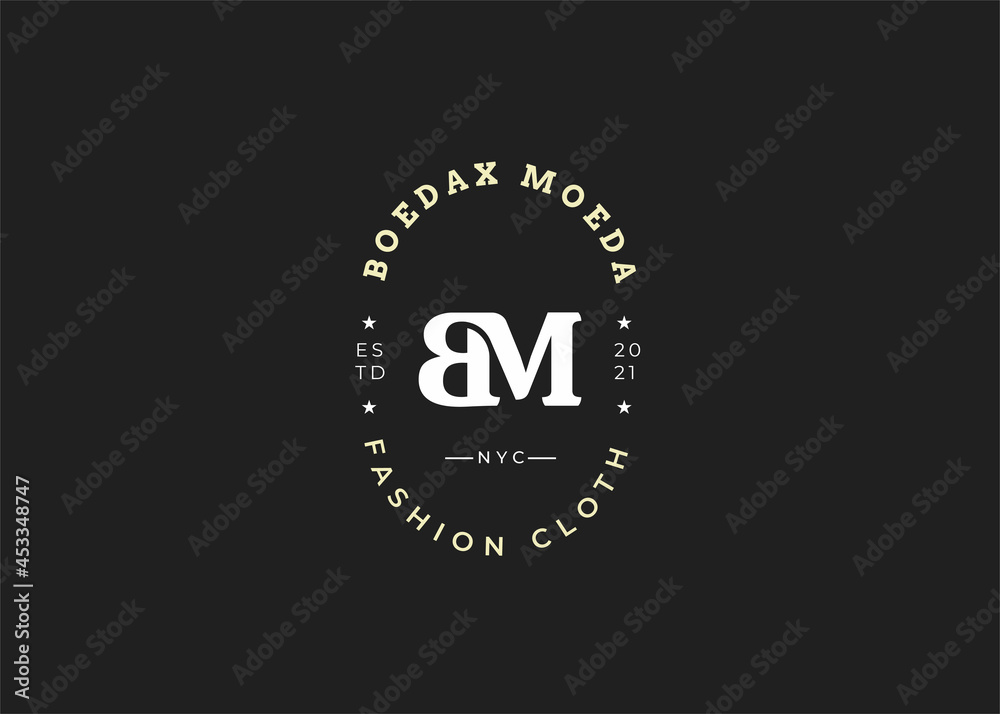 Fototapeta premium Initial B M letter logo design template, vintage style, Vector illustrations