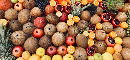 A lot of fresh fruits, multicolor