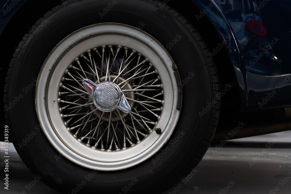 retro car wheel with spokes