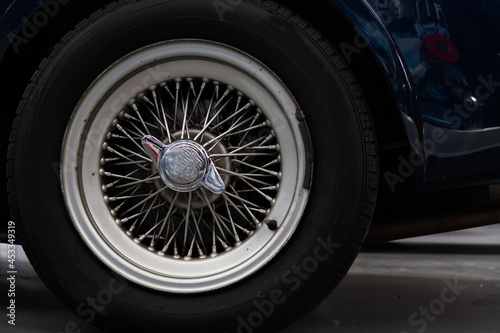 retro car wheel with spokes