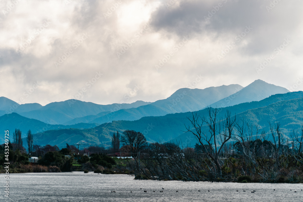 landscape with lake and mountains