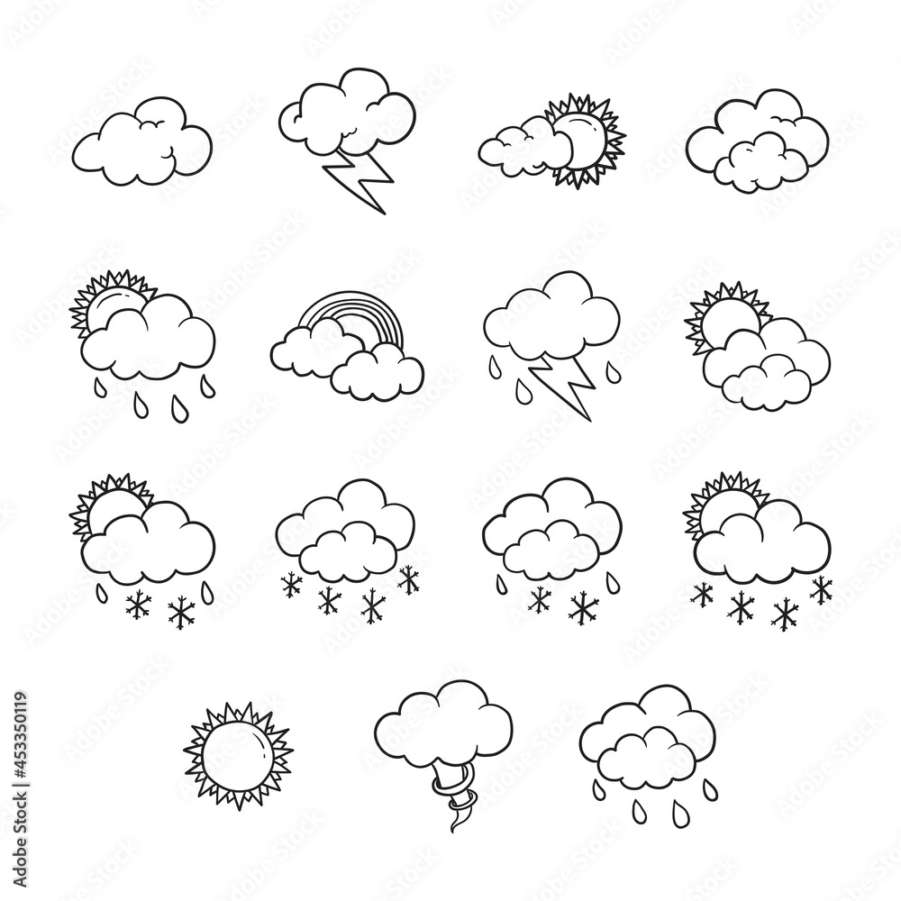 Doodle Weather Icon Vector Set