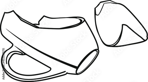 A broken cup. A graphic image. Vector monochrome illustration.