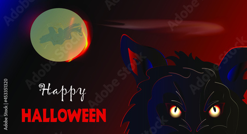 halloween background with  werewolf
