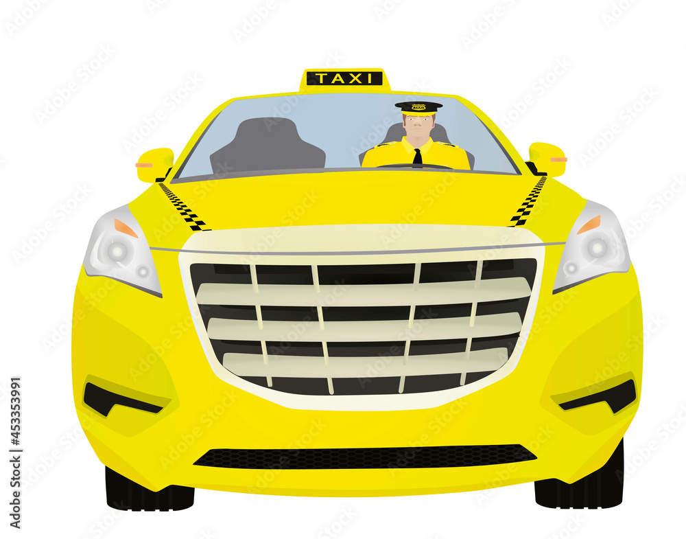 Man driving taxi. vector illustration