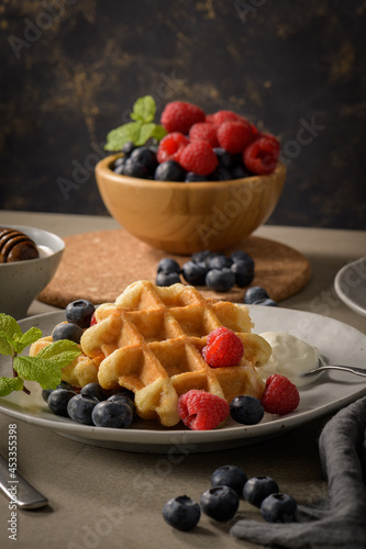 Sweet Homemade Berry Belgian Waffle