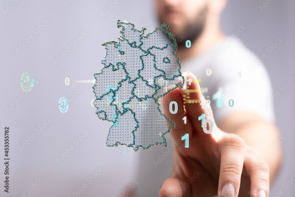 Abstract of germany map network, internet and global connection concept Abstract of germany map network, internet and global connection concept