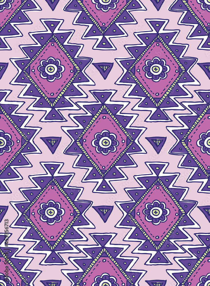 Geo Doodle Trend Seamless Vector Pattern in fun tween colors. Repeating ...