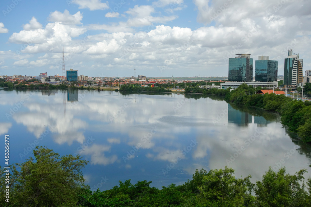 Jansen Lagoon in the city of Sao Luis, Maranhao, Brazil. reflections on water surface