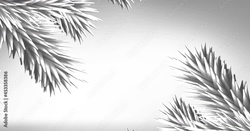 White christmas tree branches with copy space on grey background White christmas tree branches with copy space on grey background
