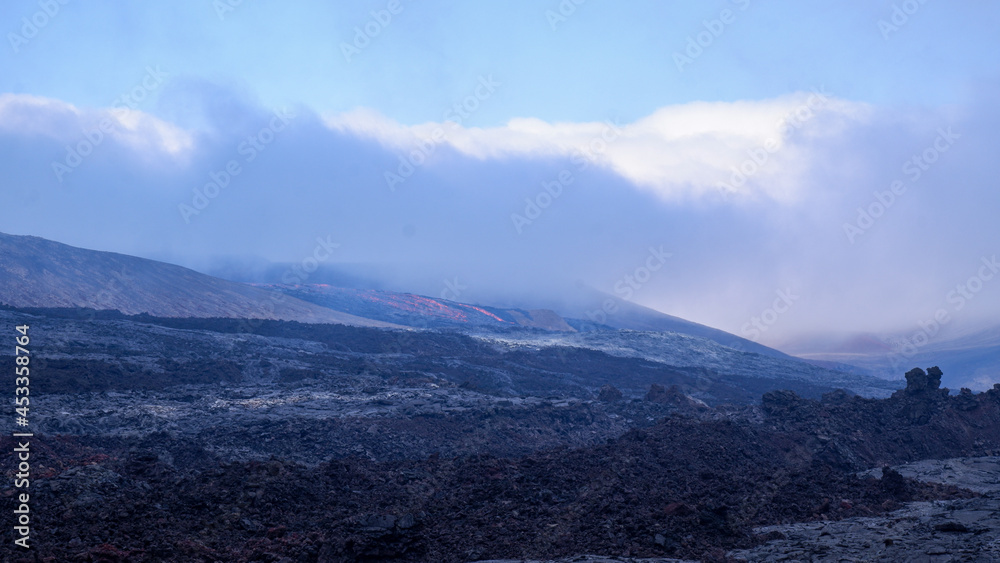 Lava from the Fagradalsfjall volcano on the Reykjanes Peninsula, Iceland