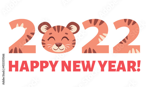 Wallpaper Mural Happy New Year 2022. Year of the tiger. Vector illustration Torontodigital.ca