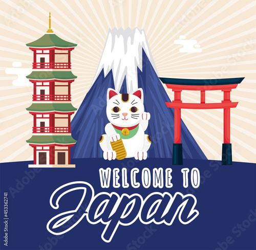 Welcome to japan with lucky cat