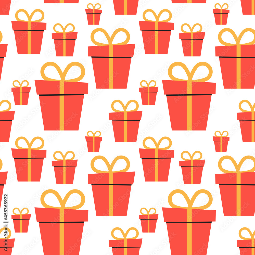 Cartoon holiday boxes with bows. seamless pattern. Vector Illustration. EPS10 Cartoon holiday boxes with bows. seamless pattern. Vector Illustration. EPS10