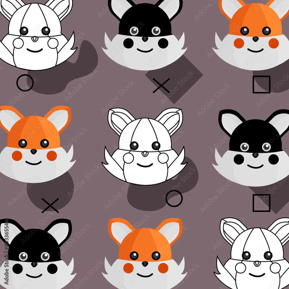 Cartoon seamless pattern art animal fox