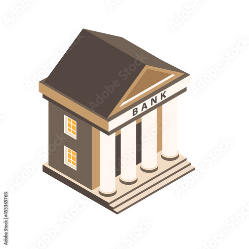 Bank Building Isometric Composition