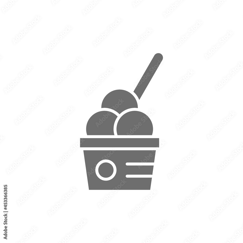 Ice cream balls in cup, takeaway grey icon. Ice cream balls in cup, takeaway grey icon.
