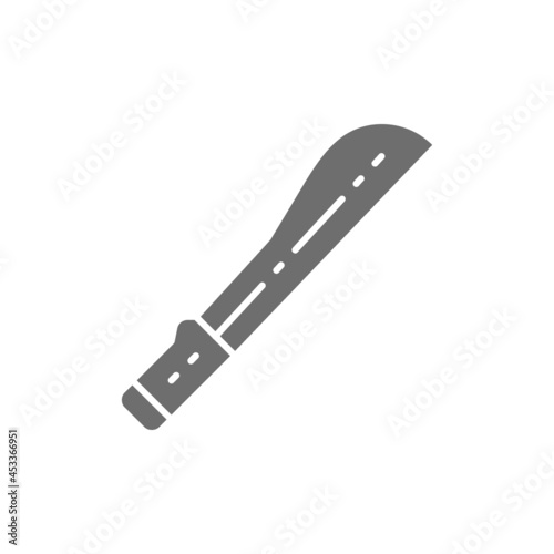 Machete, Infantry Kukri Sword grey icon. Isolated on white background